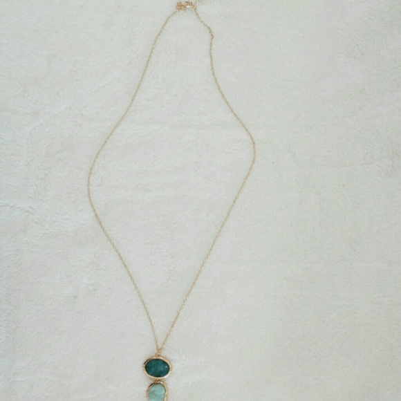Long Double Druzy Pendant Necklace - Picture 3 of 4